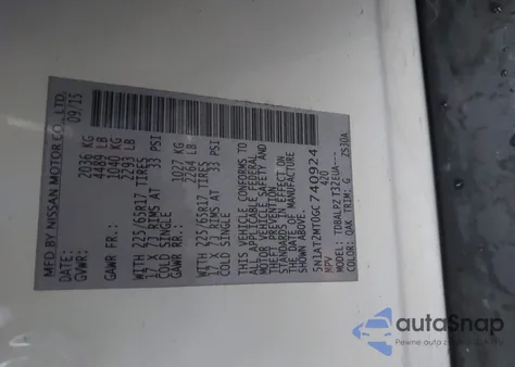 2016 Nissan Rogue S/Sl/Sv from USA, damaged, VIN 5N1AT2MT0GC740924